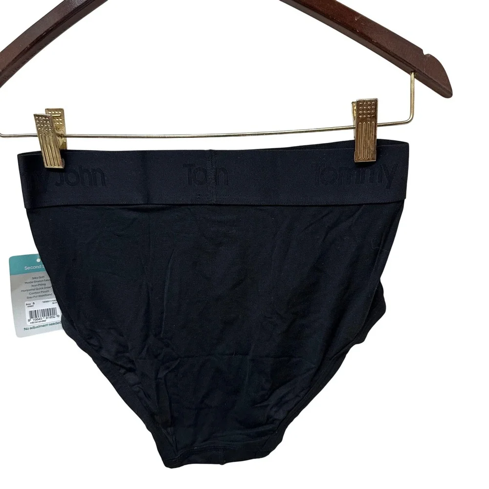 Tommy John Second Skin Mens Briefs Black Small Horizontal Fly Modal Stretch NEW